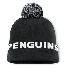 Pittsburgh Penguins Fanatics Fundamental High Stick Cuffed Knit Hat with Pom - Black - NHL