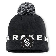 Seattle Kraken Fanatics Fundamental High Stick Cuffed Knit Hat with Pom - Black - NHL