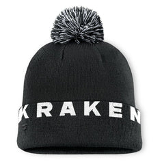 Seattle Kraken Fanatics Fundamental High Stick Cuffed Knit Hat with Pom - Black - NHL