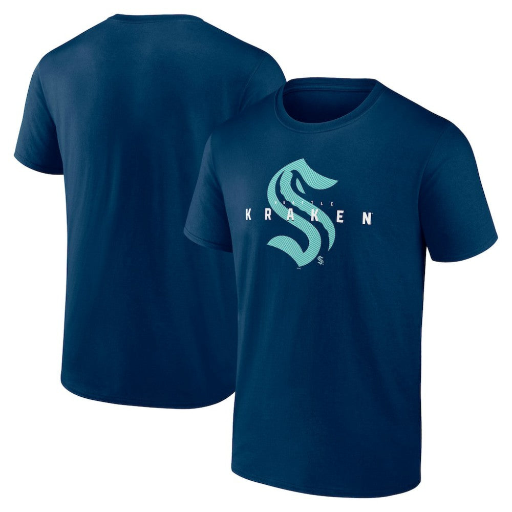 Seattle Kraken Logo Athletic Coordinate T-Shirt - Navy - NHL