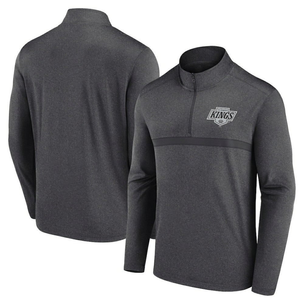 Los Angeles Kings Logo Athletic Head-to-Head Raglan Quarter-Zip Top - Heather Charcoal - NHL