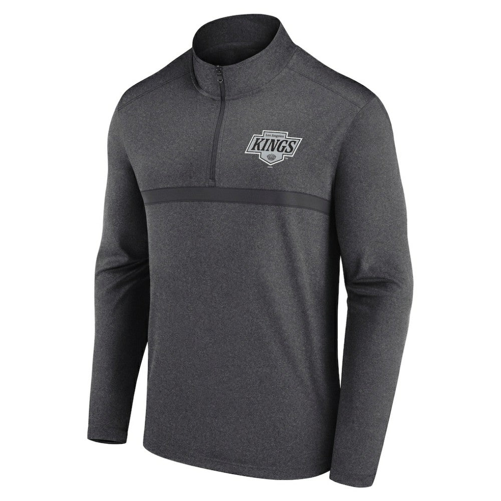 Los Angeles Kings Logo Athletic Head-to-Head Raglan Quarter-Zip Top - Heather Charcoal - NHL
