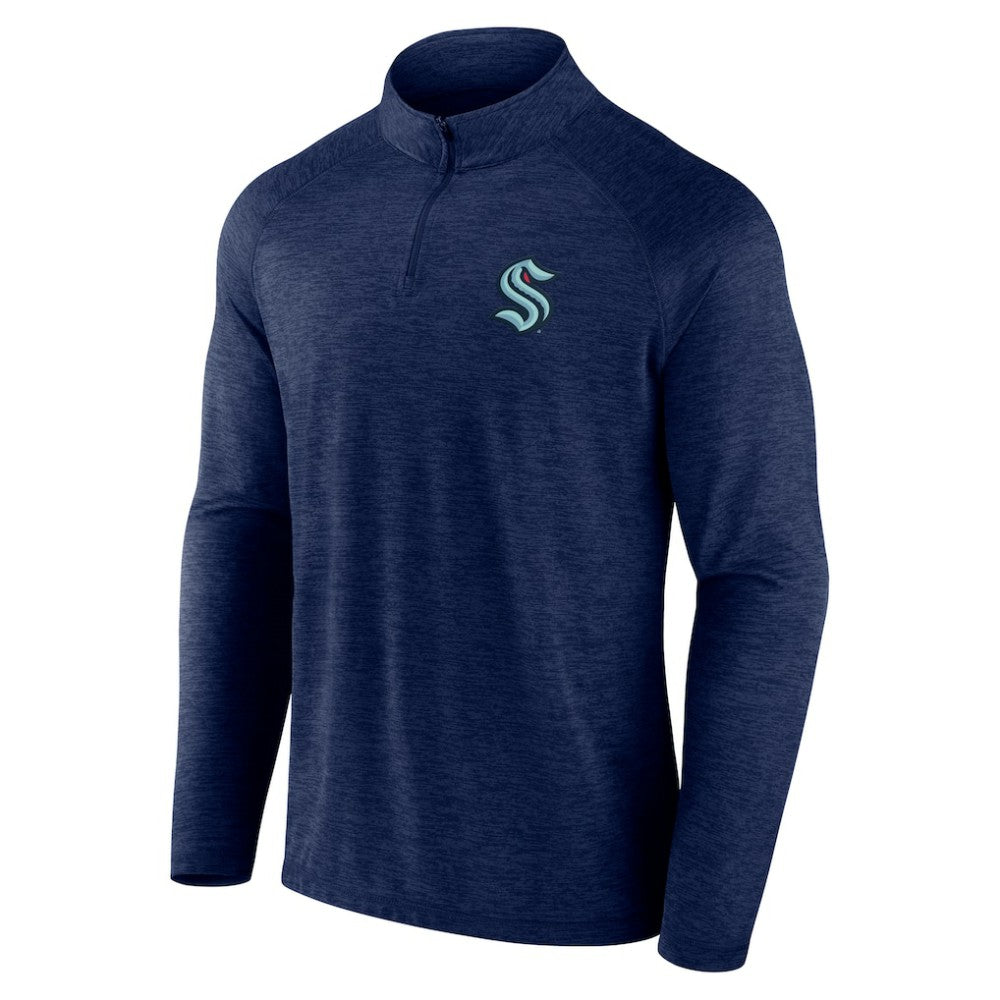 Seattle Kraken Logo Athletic Head-to-Head Raglan Quarter-Zip Top - Navy - NHL