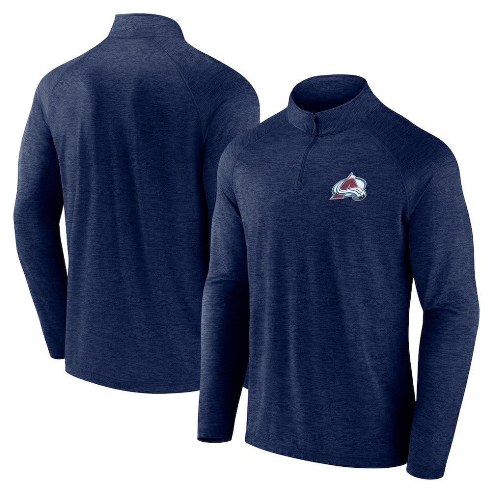 Colorado Avalanche Logo Athletic Head-to-Head Raglan Quarter-Zip Top - Navy - NHL