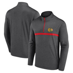 Chicago Blackhawks Logo Athletic Head-to-Head Raglan Quarter-Zip Top - Heather Charcoal - NHL