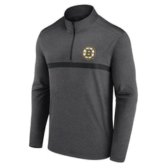 Boston Bruins Logo Athletic Head-to-Head Raglan Quarter-Zip Top - Heather Charcoal - NHL
