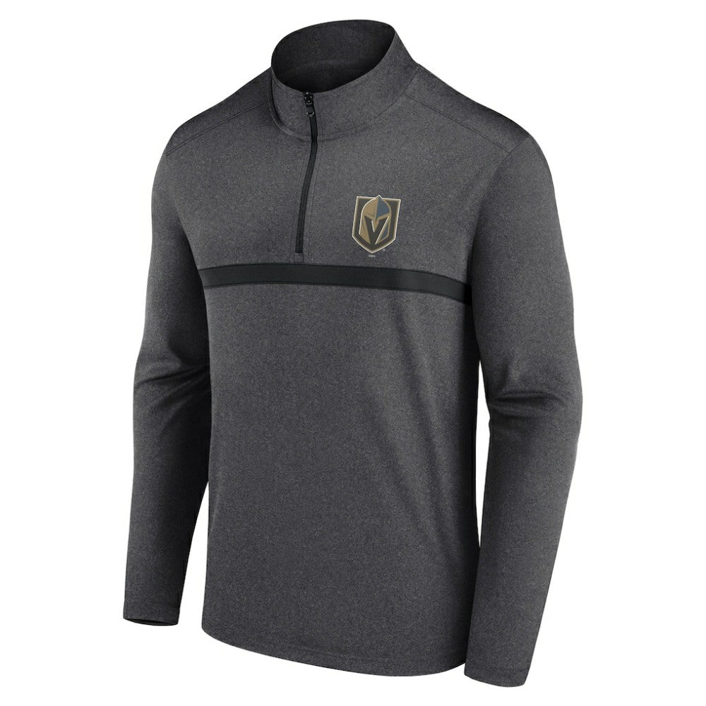 Vegas Golden Knights Logo Athletic Head-to-Head Raglan Quarter-Zip Top - Heather Charcoal - NHL