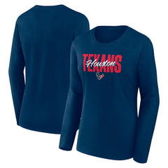 Houston Texans Logo Athletic Women's Grip Long Sleeve T-Shirt Navy | NFL