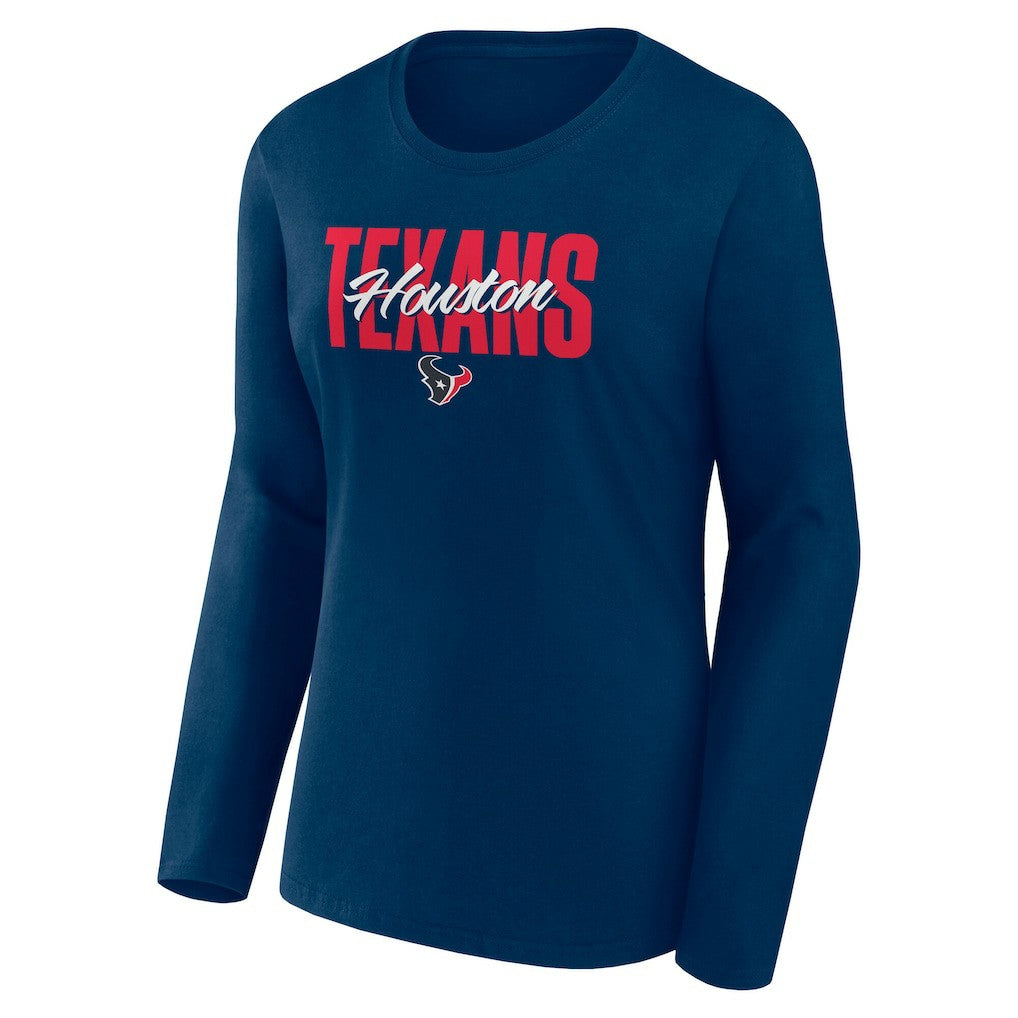Houston Texans Logo Athletic Women's Grip Long Sleeve T-Shirt Navy | NFL