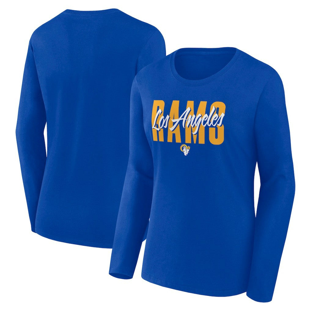 Los Angeles Rams Logo Athletic Women's Grip Long Sleeve T-Shirt Royal | NFL