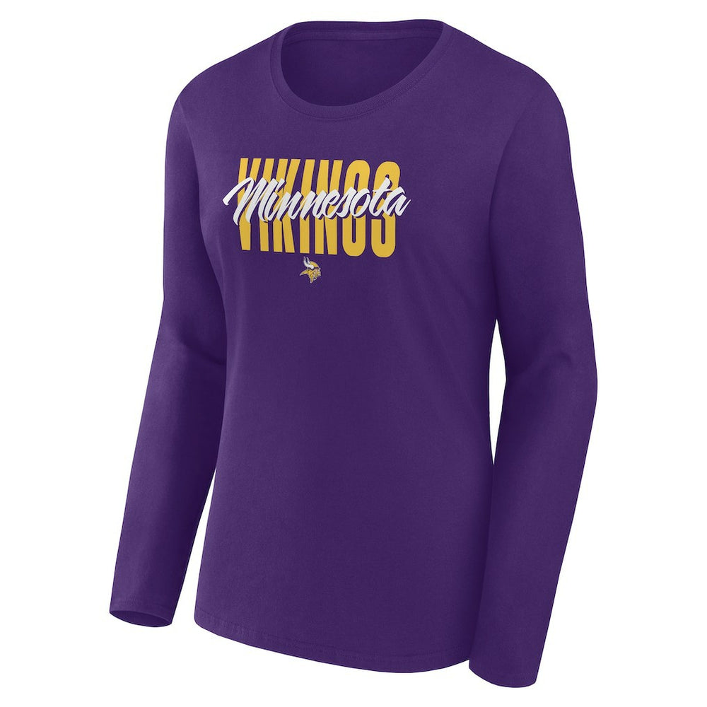 Minnesota Vikings Logo Athletic Women's Grip Long Sleeve T-Shirt Purple | NFL