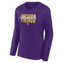 Minnesota Vikings Logo Athletic Women's Grip Long Sleeve T-Shirt Purple | NFL