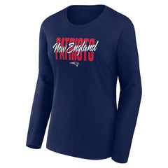 New England Patriots Logo Athletic Women's Grip Long Sleeve T-Shirt Navy | NFL