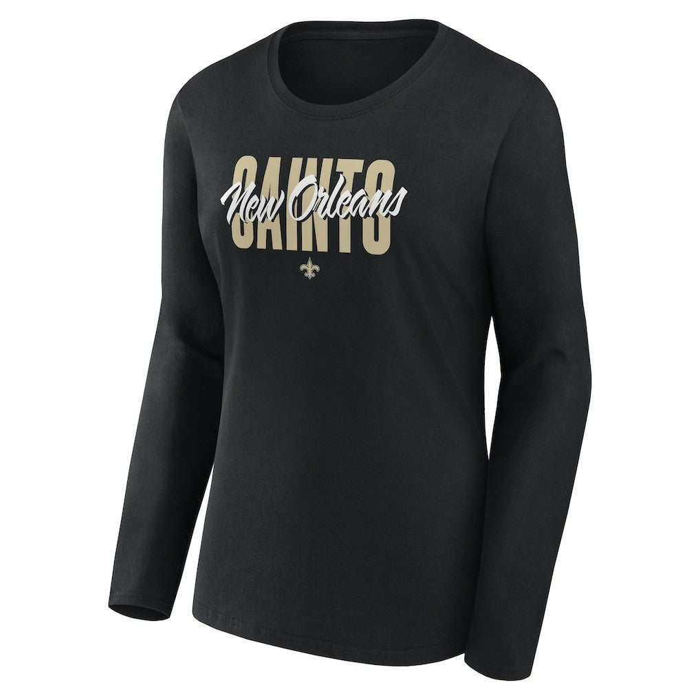 New Orleans Saints Logo Athletic Women's Grip Long Sleeve T-Shirt Black | NFL