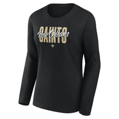 New Orleans Saints Logo Athletic Women's Grip Long Sleeve T-Shirt Black | NFL