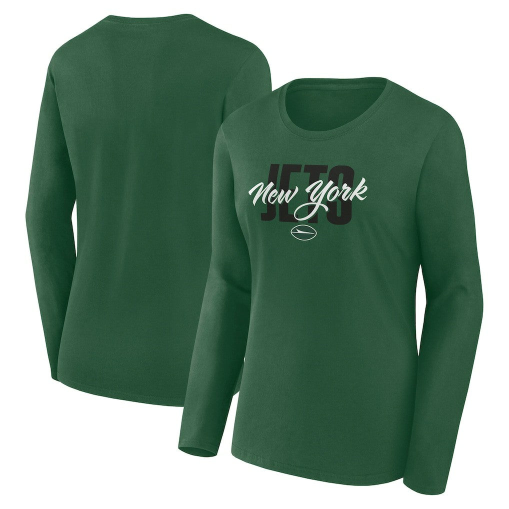 New York Jets Logo Athletic Women's Grip Long Sleeve T-Shirt Green | NFL