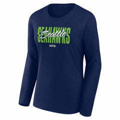 Seattle Seahawks Logo Athletic Women's Grip Long Sleeve T-Shirt College Navy | NFL