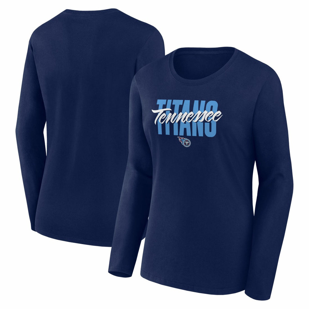 Tennessee Titans Logo Athletic Women's Grip Long Sleeve T-Shirt Navy | NFL