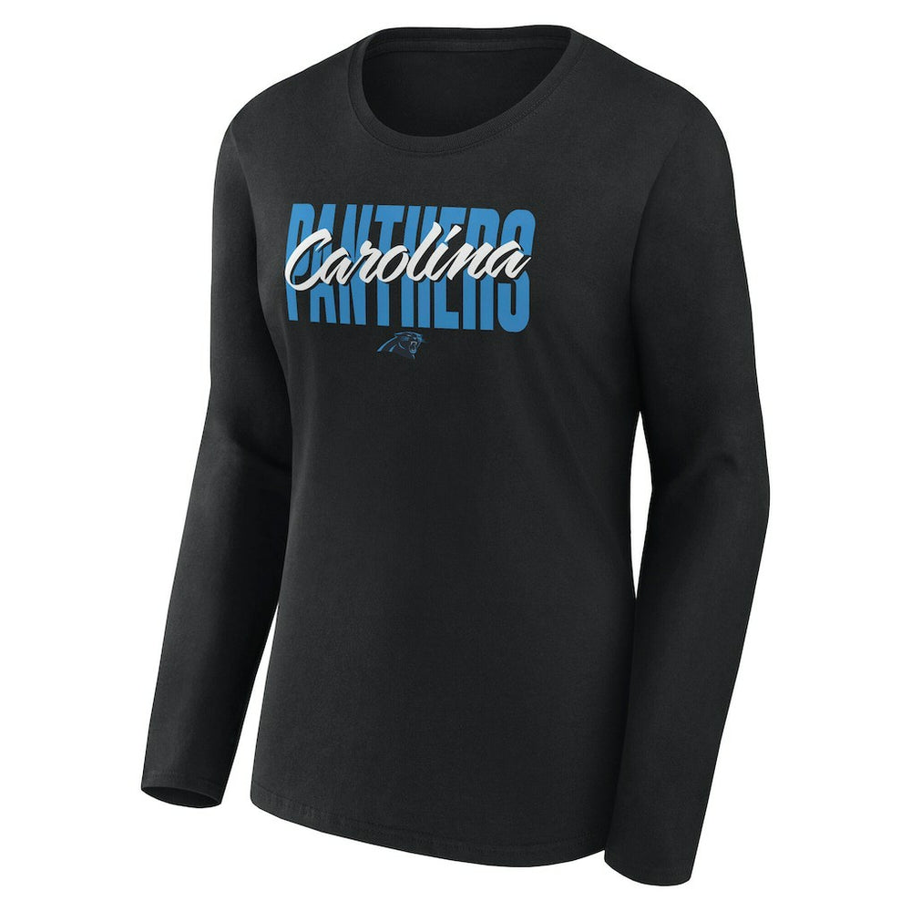 Carolina Panthers Logo Athletic Women's Grip Long Sleeve T-Shirt Black | NFL