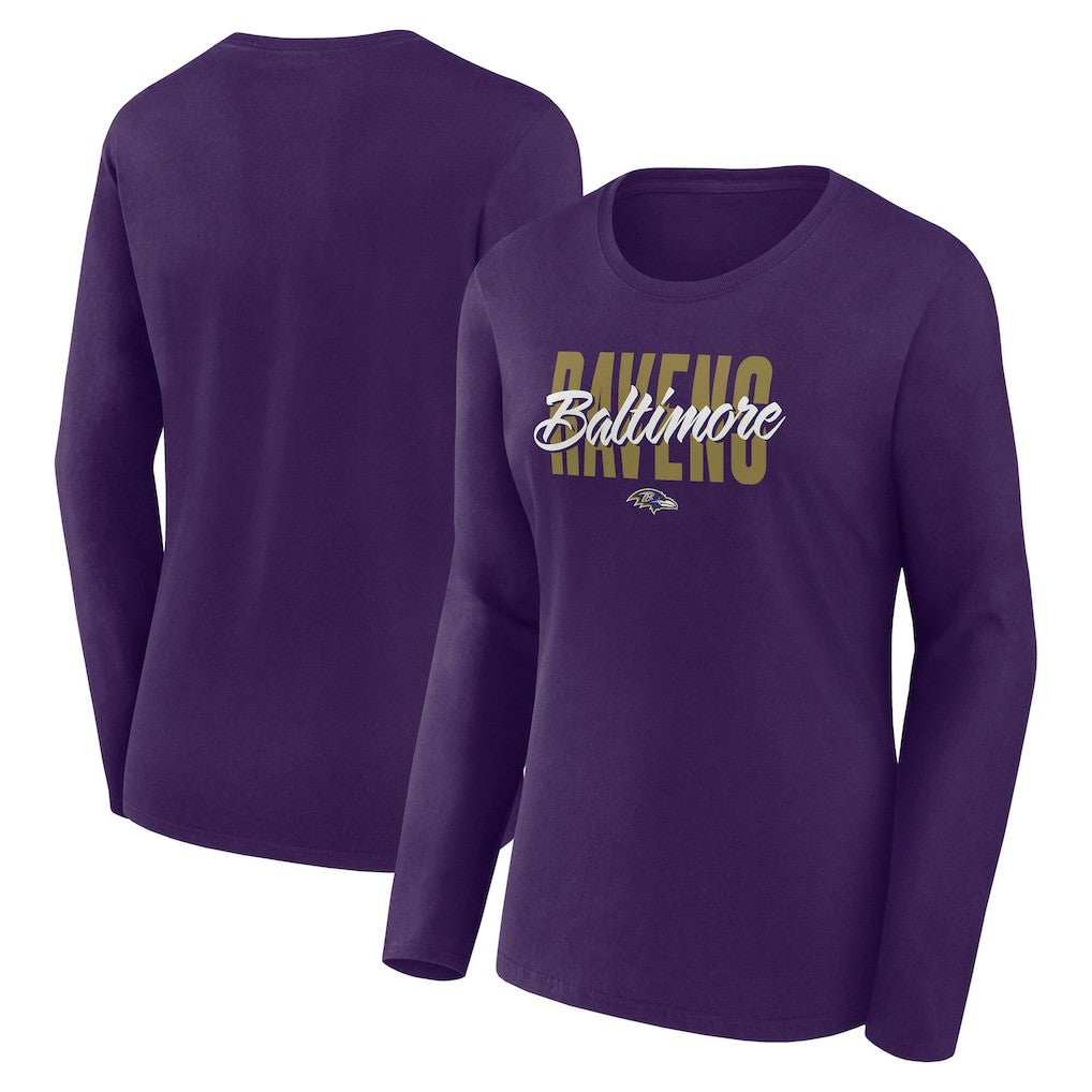 Baltimore Ravens Logo Athletic Women's Grip Long Sleeve T-Shirt Purple | NFL