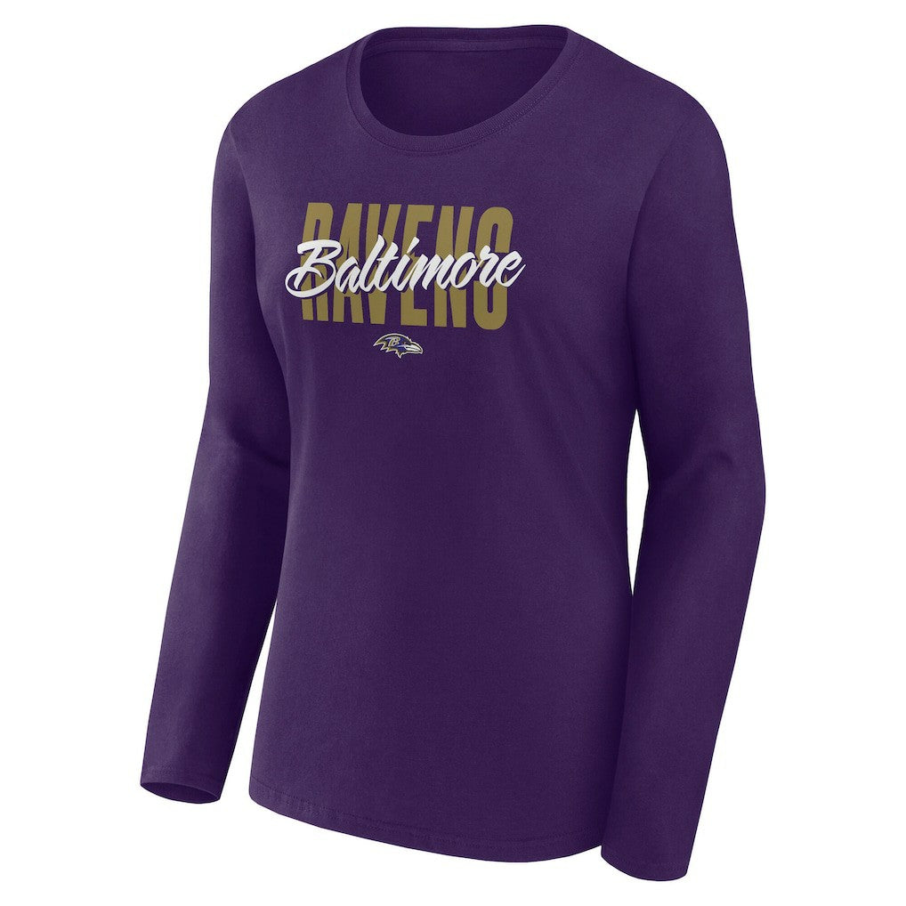 Baltimore Ravens Logo Athletic Women's Grip Long Sleeve T-Shirt Purple | NFL