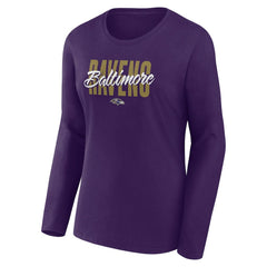 Baltimore Ravens Logo Athletic Women's Grip Long Sleeve T-Shirt Purple | NFL