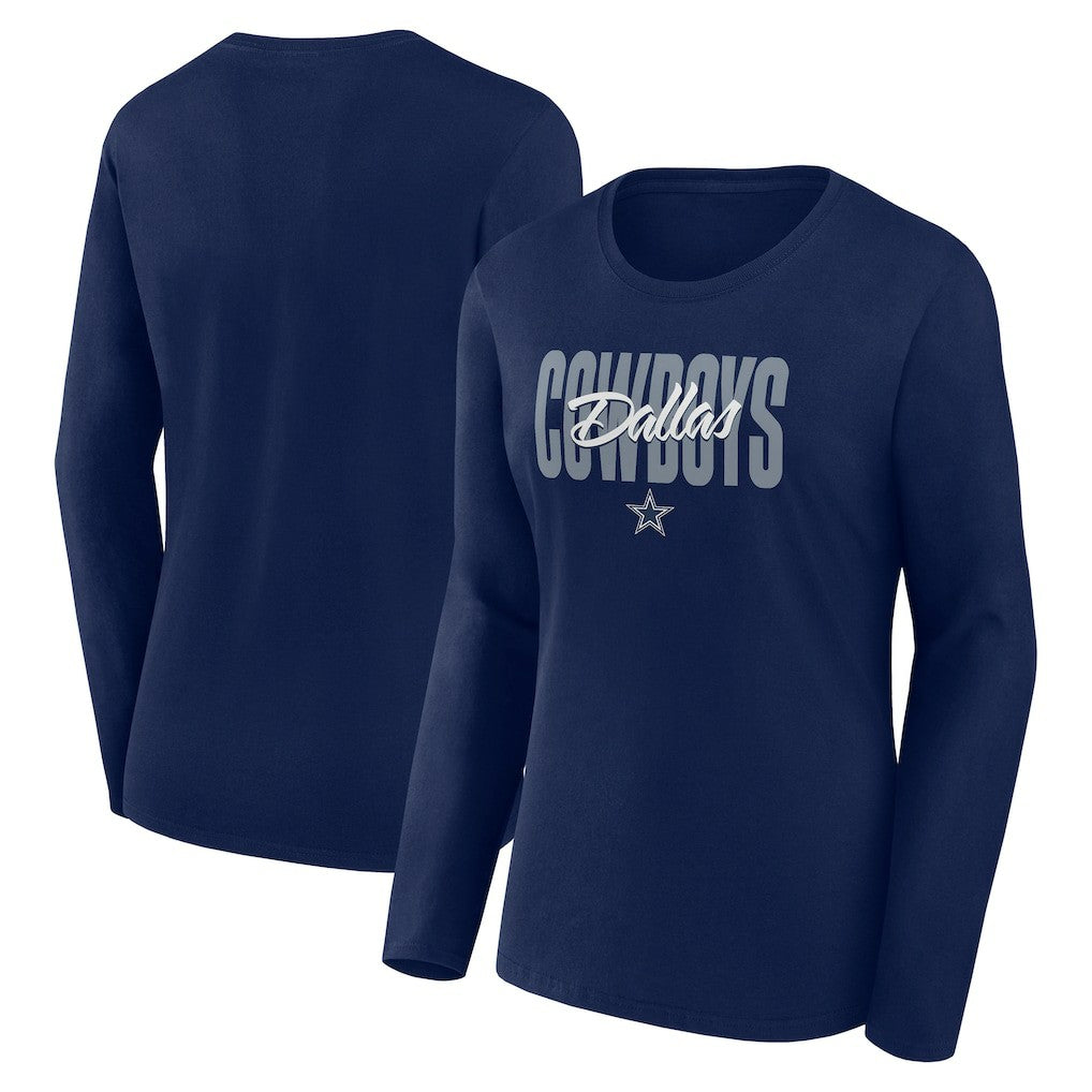 Dallas Cowboys Logo Athletic Women's Grip Long Sleeve T-Shirt Navy | NFL