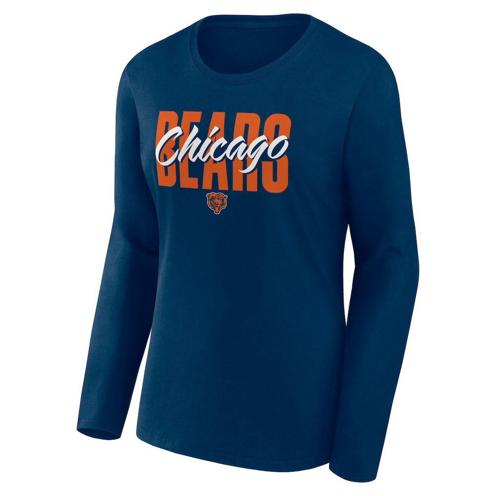 Chicago Bears Logo Athletic Women's Grip Long Sleeve T-Shirt Navy | NFL
