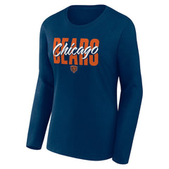 Chicago Bears Logo Athletic Women's Grip Long Sleeve T-Shirt Navy | NFL