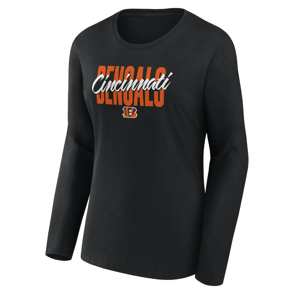 Cincinnati Bengals Logo Athletic Women's Grip Long Sleeve T-Shirt Black | NFL
