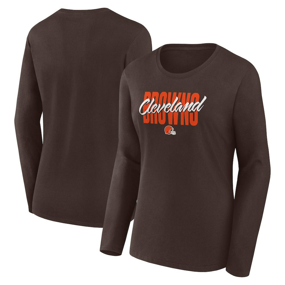 Cleveland Browns Logo Athletic Women's Grip Long Sleeve T-Shirt Brown | NFL
