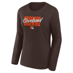 Cleveland Browns Logo Athletic Women's Grip Long Sleeve T-Shirt Brown | NFL