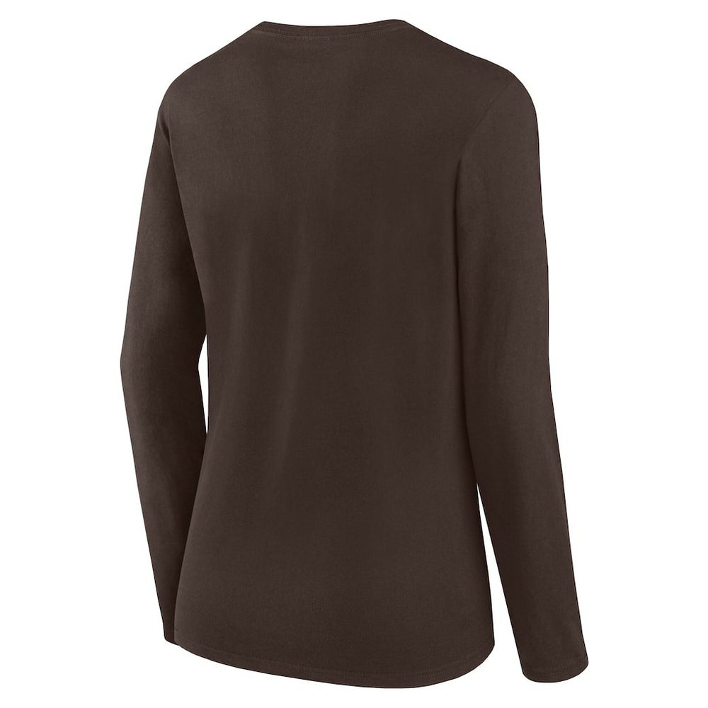 Cleveland Browns Logo Athletic Women's Grip Long Sleeve T-Shirt Brown | NFL