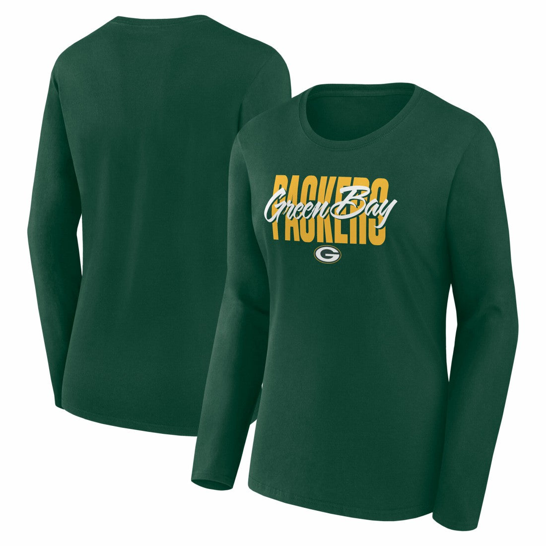 Green Bay Packers Logo Athletic Women's Grip Long Sleeve T-Shirt Green | NFL