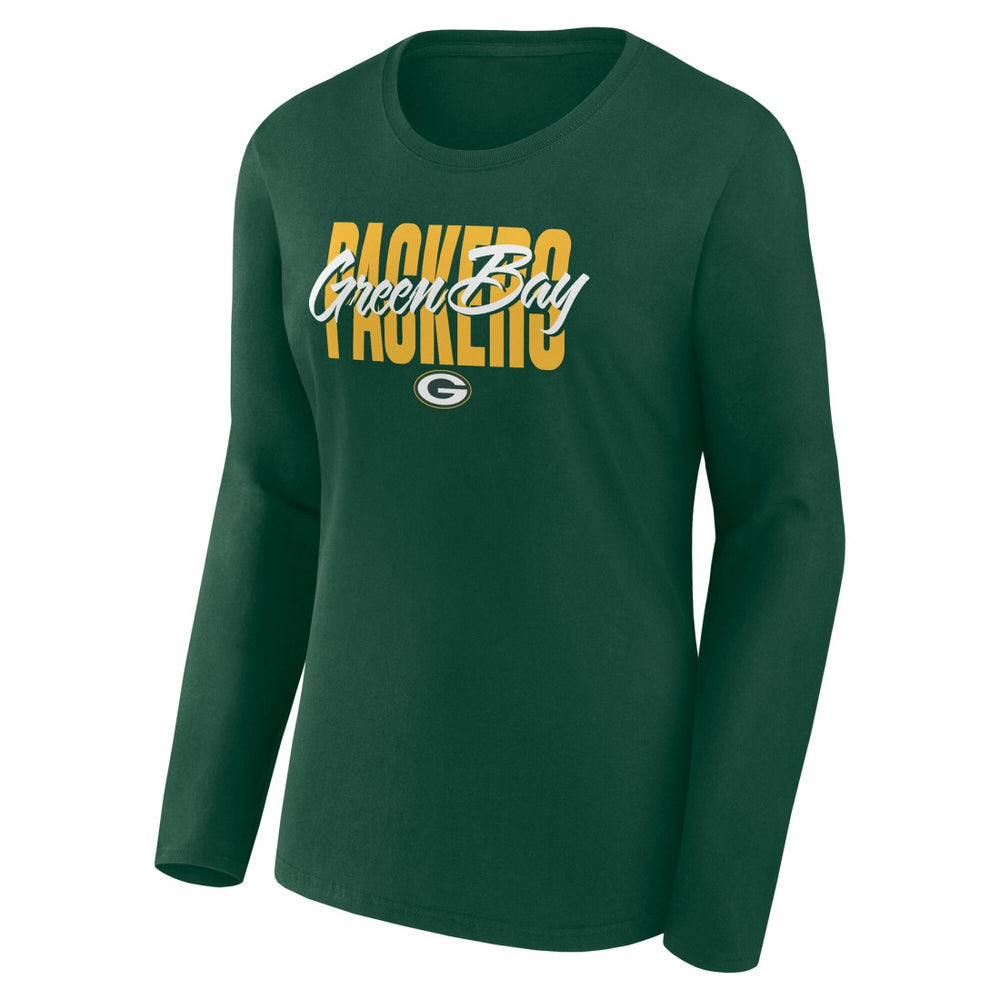 Green Bay Packers Logo Athletic Women's Grip Long Sleeve T-Shirt Green | NFL