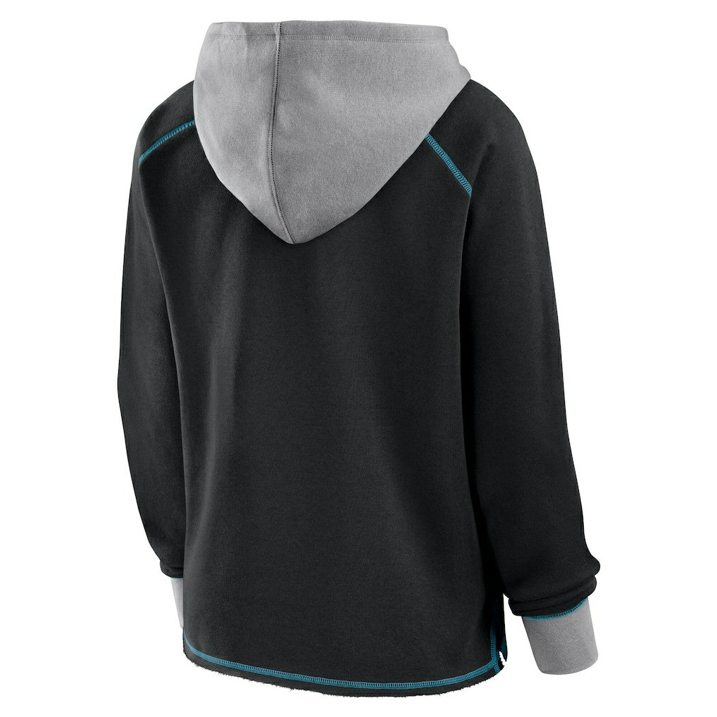 Jacksonville Jaguars Logo Athletic Women's Boom Fleece Pullover V-Neck Hoodie Black | NFL