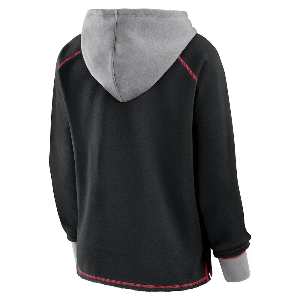 Atlanta Falcons Logo Athletic Women's Boom Fleece Pullover V-Neck Hoodie Black | NFL