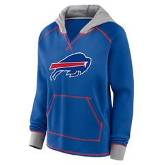 Buffalo Bills Logo Athletic Women's Boom Fleece Pullover V-Neck Hoodie Royal | NFL