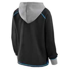 Carolina Panthers Logo Athletic Women's Boom Fleece Pullover V-Neck Hoodie Black | NFL