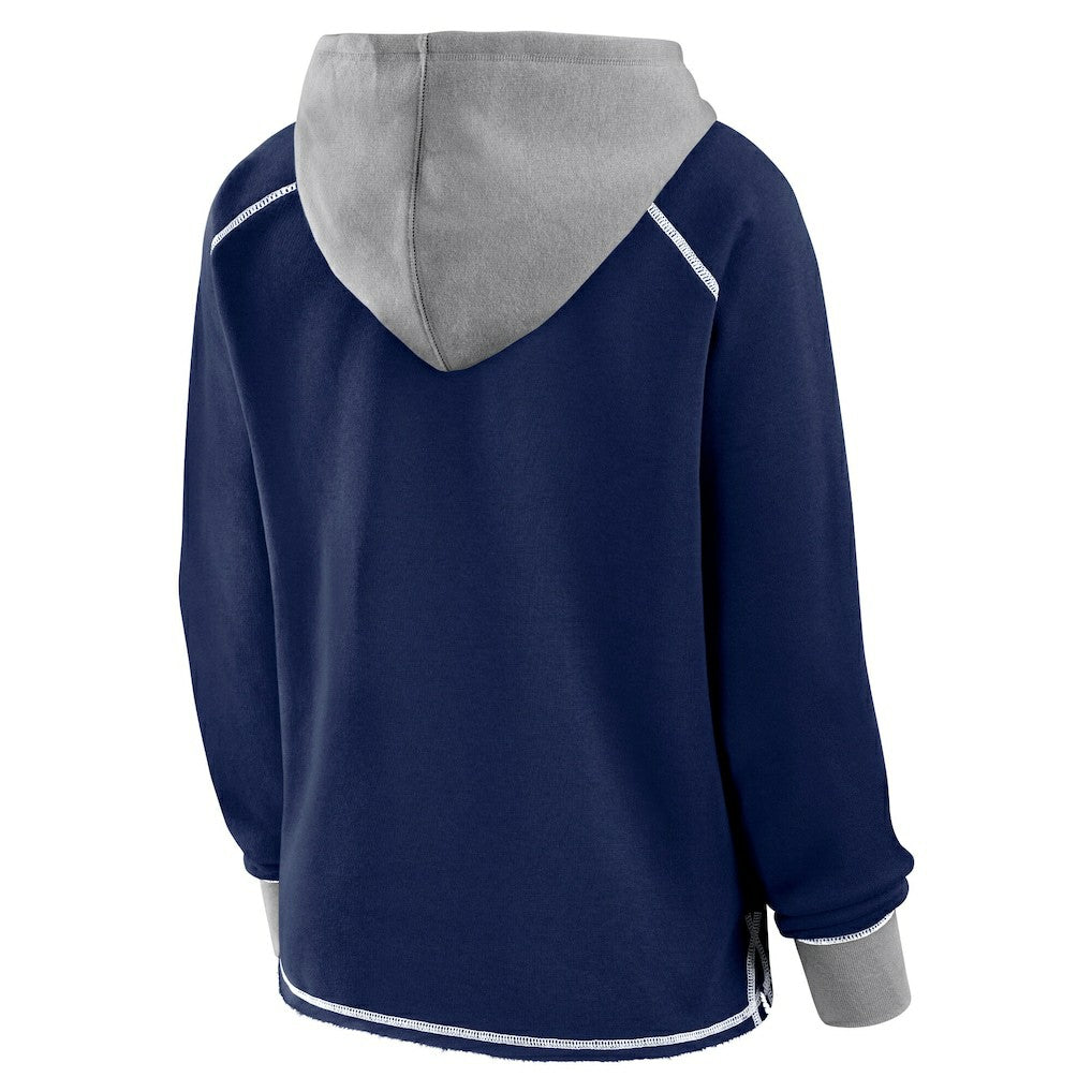 Dallas Cowboys Logo Athletic Women's Boom Fleece Pullover V-Neck Hoodie Navy | NFL