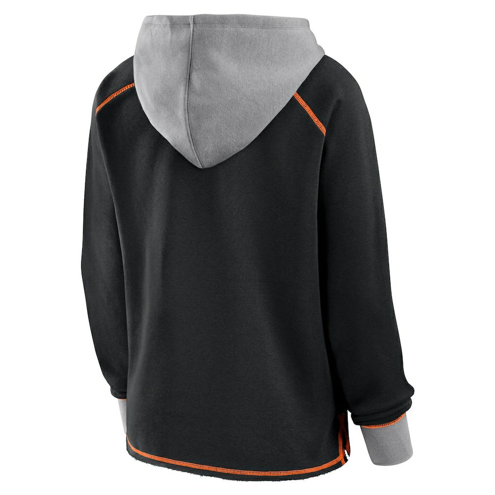 Cincinnati Bengals Logo Athletic Women's Boom Fleece Pullover V-Neck Hoodie Black | NFL