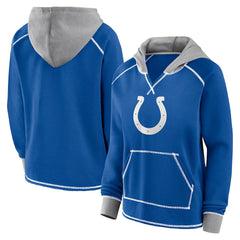 Indianapolis Colts Logo Athletic Women's Boom Fleece Pullover V-Neck Hoodie Royal | NFL