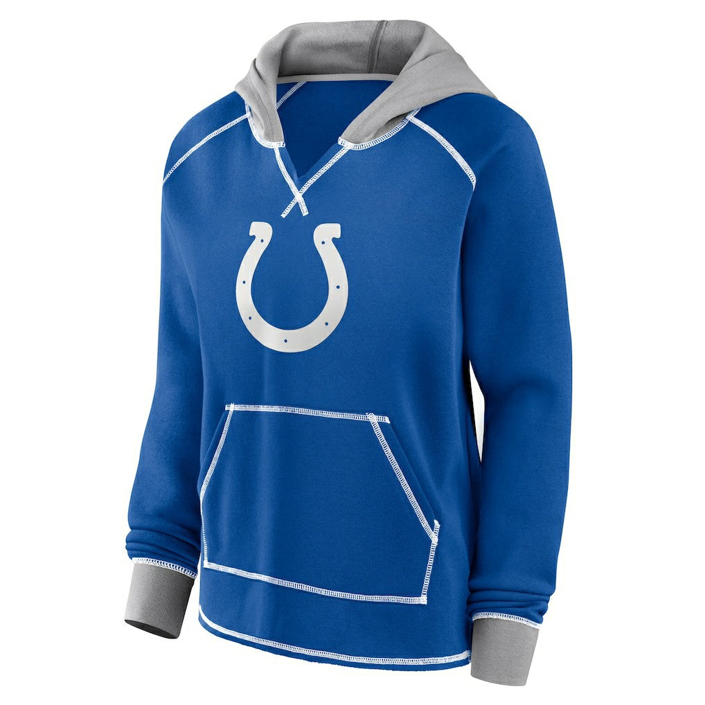 Indianapolis Colts Logo Athletic Women's Boom Fleece Pullover V-Neck Hoodie Royal | NFL