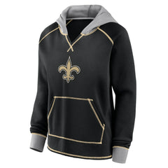 New Orleans Saints Logo Athletic Women's Boom Fleece Pullover V-Neck Hoodie Black | NFL