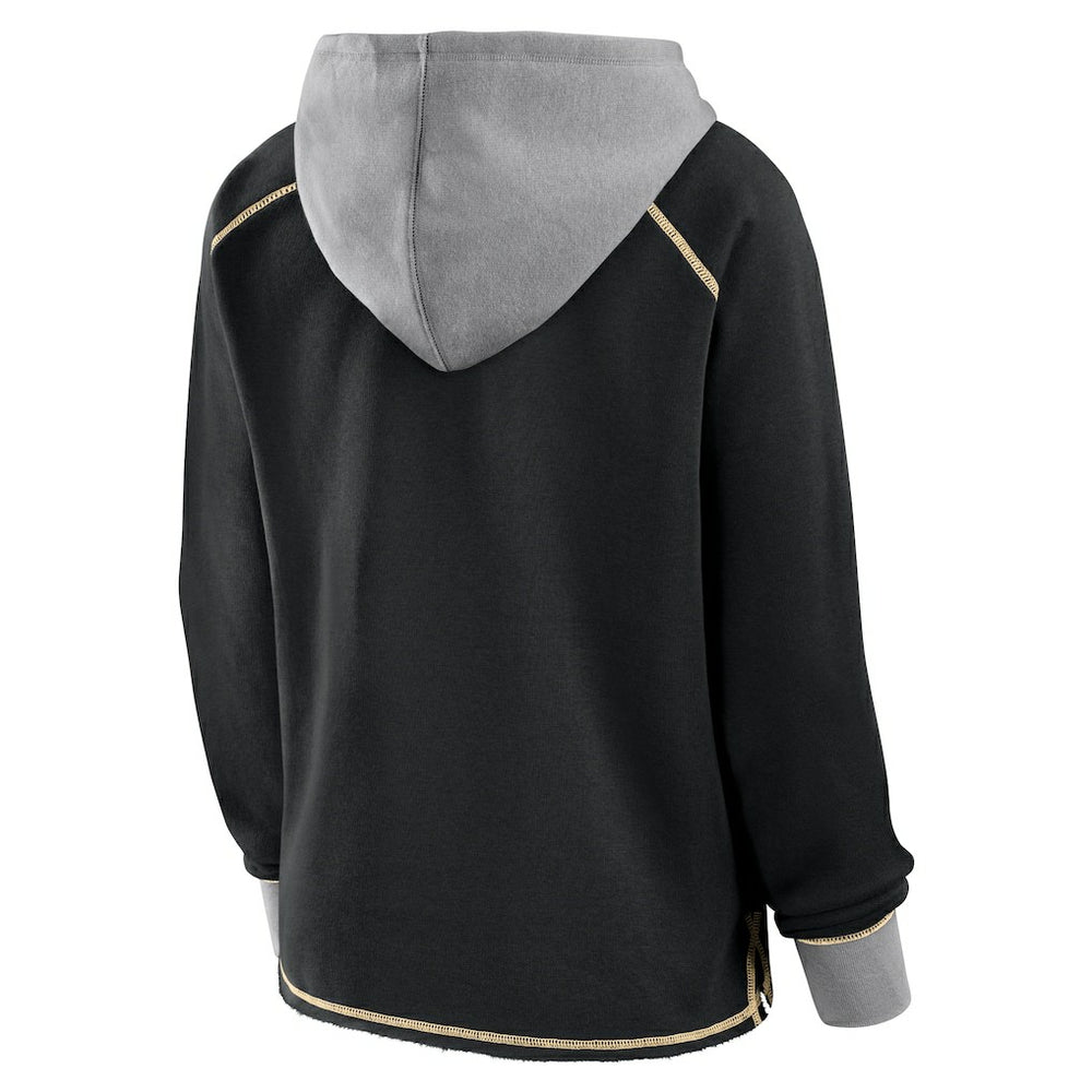 New Orleans Saints Logo Athletic Women's Boom Fleece Pullover V-Neck Hoodie Black | NFL