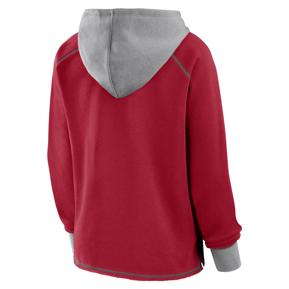 Tampa Bay Buccaneers Logo Athletic Women's Boom Fleece Pullover V-Neck Hoodie Red | NFL