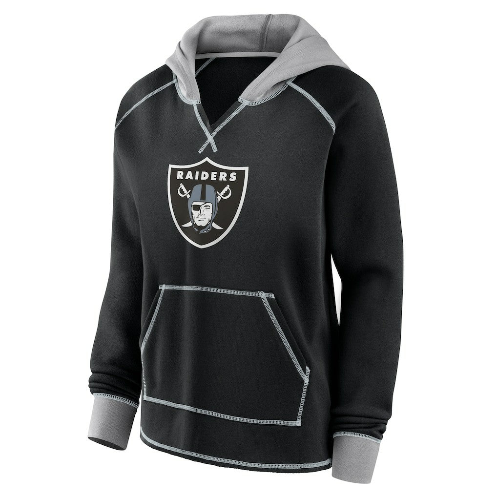 Las Vegas Raiders Logo Athletic Women's Boom Fleece Pullover V-Neck Hoodie Black | NFL