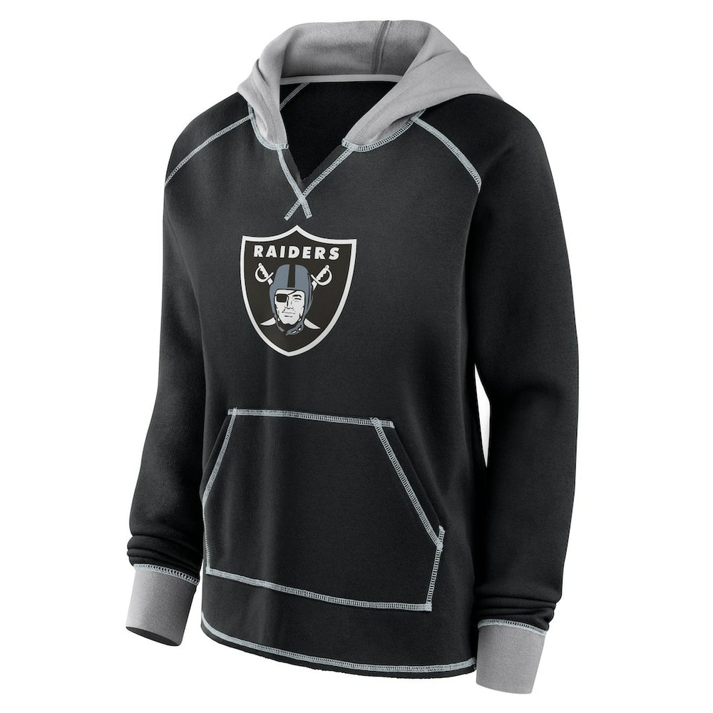 Las Vegas Raiders Logo Athletic Women's Boom Fleece Pullover V-Neck Hoodie Black | NFL
