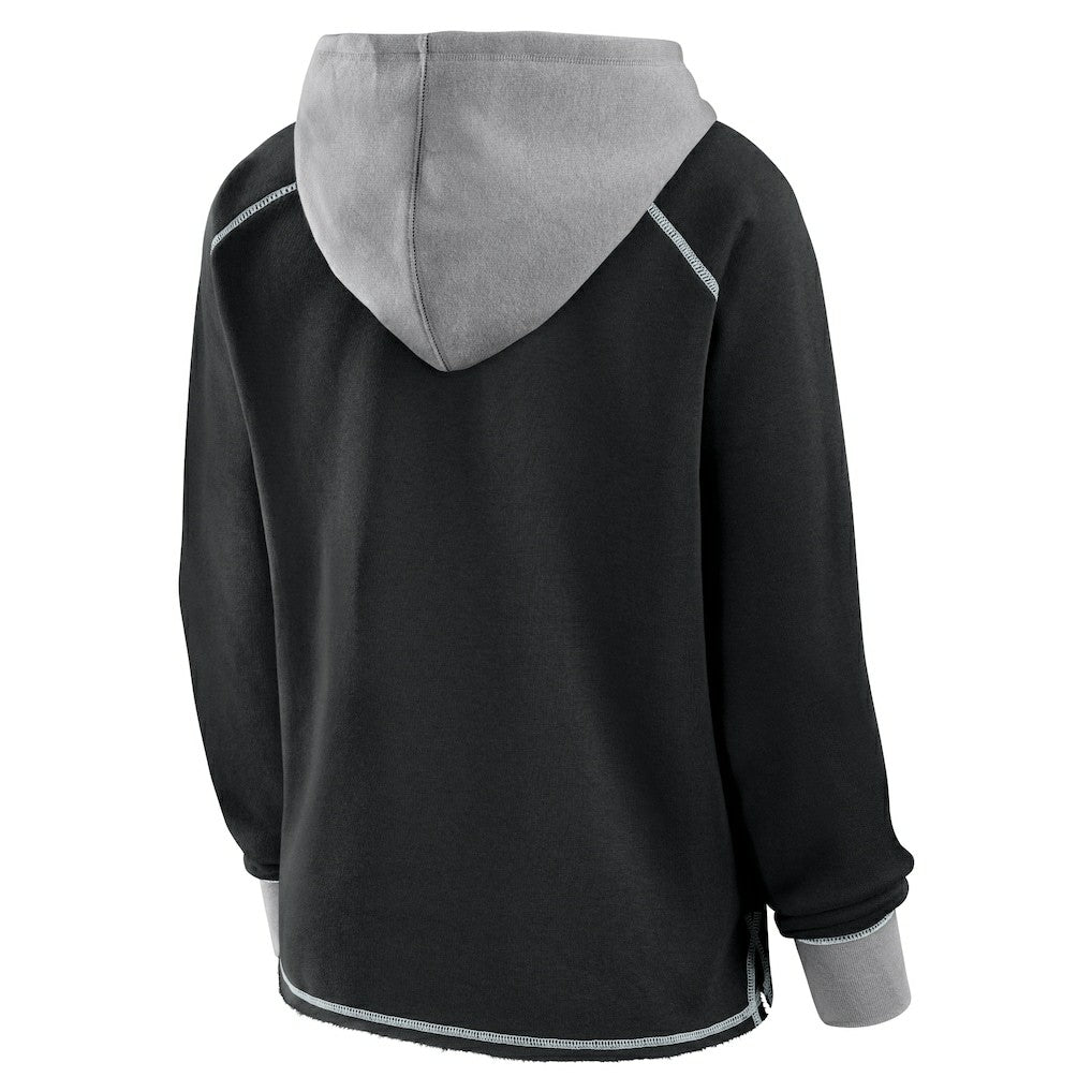 Las Vegas Raiders Logo Athletic Women's Boom Fleece Pullover V-Neck Hoodie Black | NFL