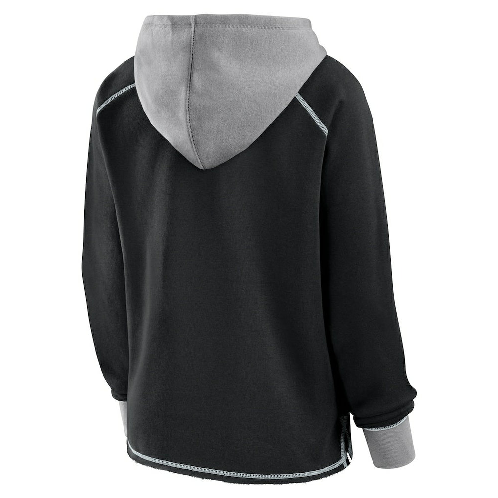 Las Vegas Raiders Logo Athletic Women's Boom Fleece Pullover V-Neck Hoodie Black | NFL